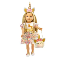 Heless Puppen-Glitzerkleid - Einhorn Goldy - Größe 35 - 45 Cm