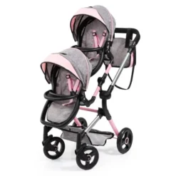 Bayer-Design Zwillingspuppenwagen - Grau/pink Melange -Zapf Creation shop 246855 4003336262339 Bayer Zwillingspuppenwagen 01