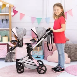 Bayer-Design Zwillingspuppenwagen - Grau/pink Melange -Zapf Creation shop 246855 4003336262339 bayer Zwillingspuppenwagen 04
