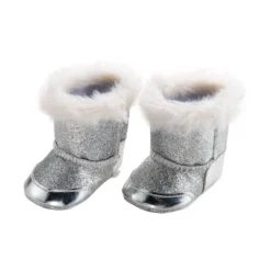 Heless Puppen Winterstiefel Mit Fell - Größe 38-45 Cm - Silber